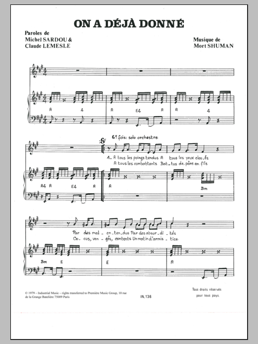 Learn to play Mort Shuman On A Deja Donne sheet music for Piano & Vocal in minutes. Price: 7.8900$ Mort Shuman On A Deja Donne sheet music notes and chords arranged for Piano & Vocal