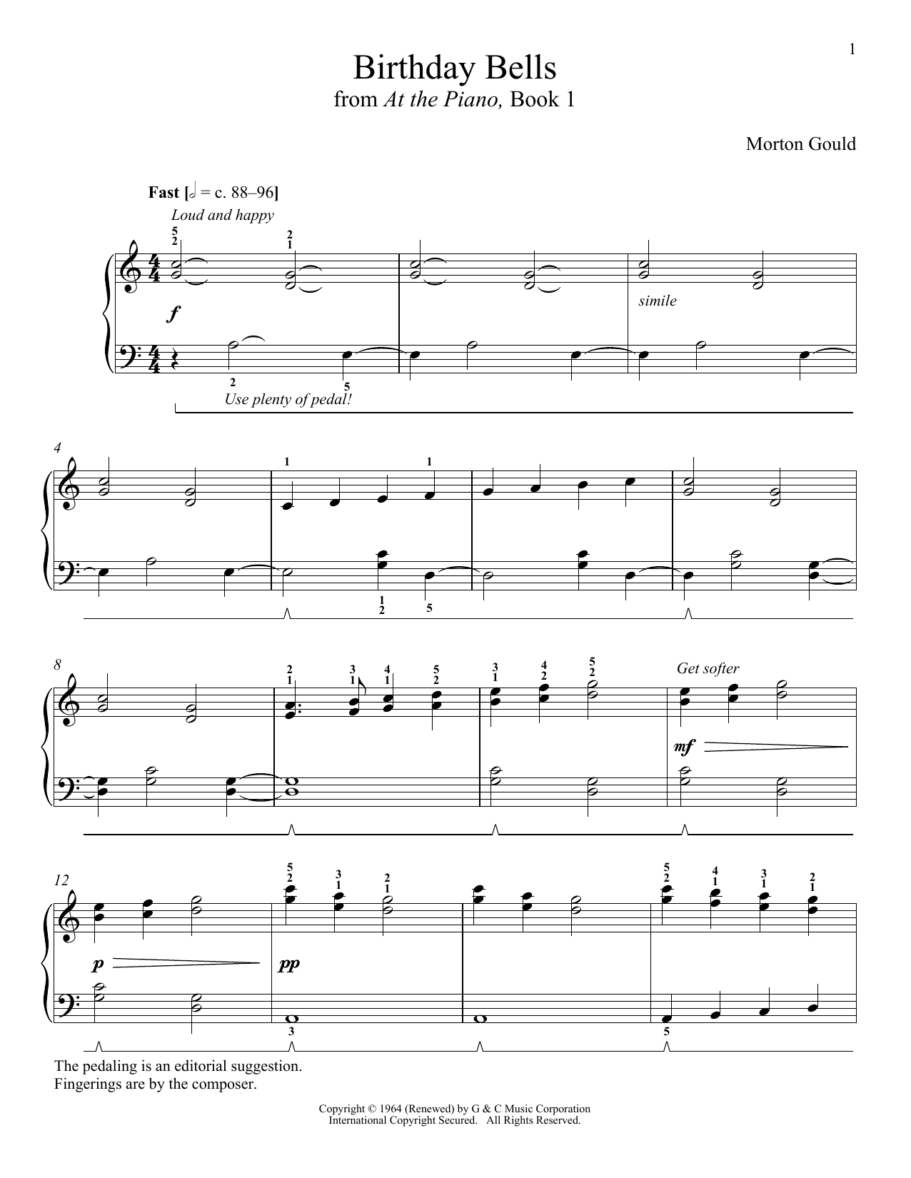 Learn to play Morton Gould Birthday Bells sheet music for Piano Solo in minutes. Price: 7.8900$ Morton Gould Birthday Bells sheet music notes and chords arranged for Piano Solo