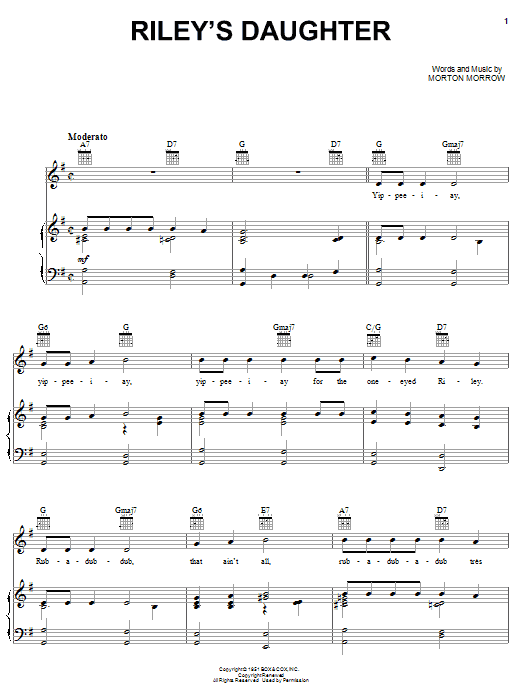 Learn to play Morton Morrow Riley's Daughter sheet music for Piano, Vocal & Guitar Chords (Right-Hand Melody) in minutes. Price: 7.8900$ Morton Morrow Riley's Daughter sheet music notes and chords arranged for Piano, Vocal & Guitar Chords (Right-Hand Melody)