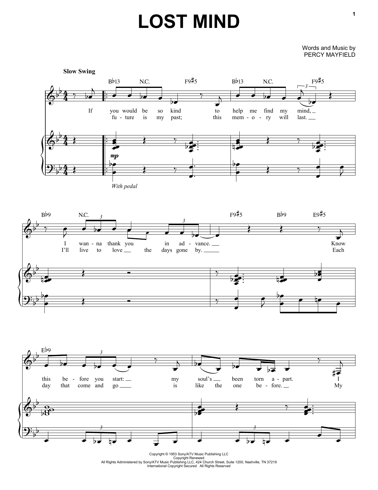 Mose Allison Lost Mind sheet music notes and chords. Download Printable PDF.