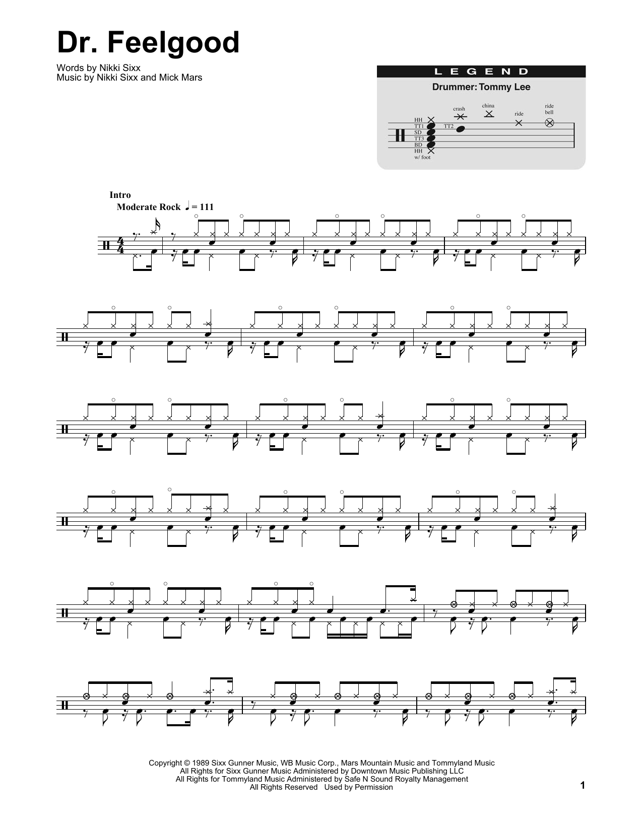 Motley Crue Dr. Feelgood sheet music notes and chords. Download Printable PDF.