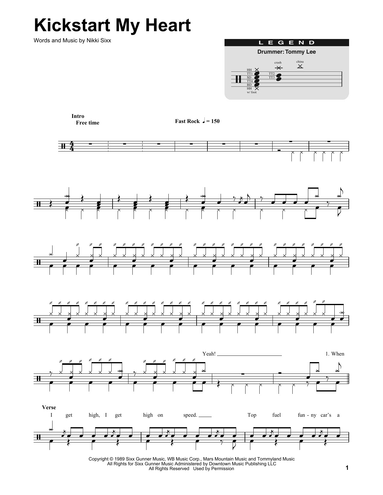 Motley Crue Kickstart My Heart sheet music notes and chords. Download Printable PDF.