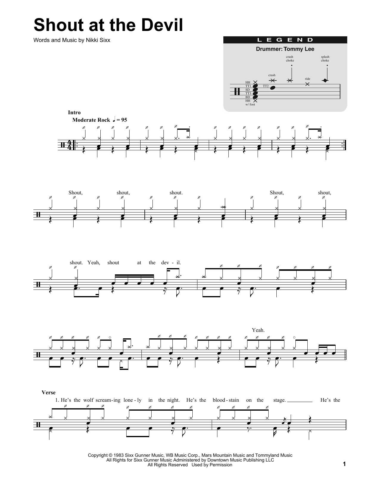 Motley Crue Shout At The Devil sheet music notes and chords. Download Printable PDF.