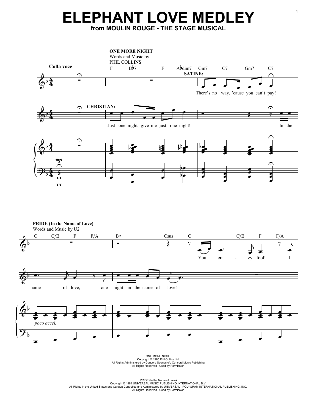 Moulin Rouge! The Musical Cast Elephant Love Medley (from Moulin Rouge! The Musical) sheet music notes and chords. Download Printable PDF.