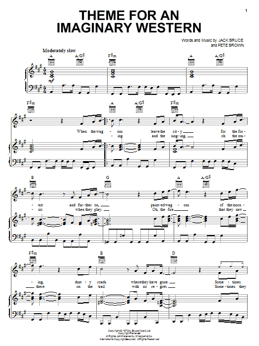 Mountain Theme For An Imaginary Western sheet music notes and chords arranged for Piano, Vocal & Guitar Chords (Right-Hand Melody)