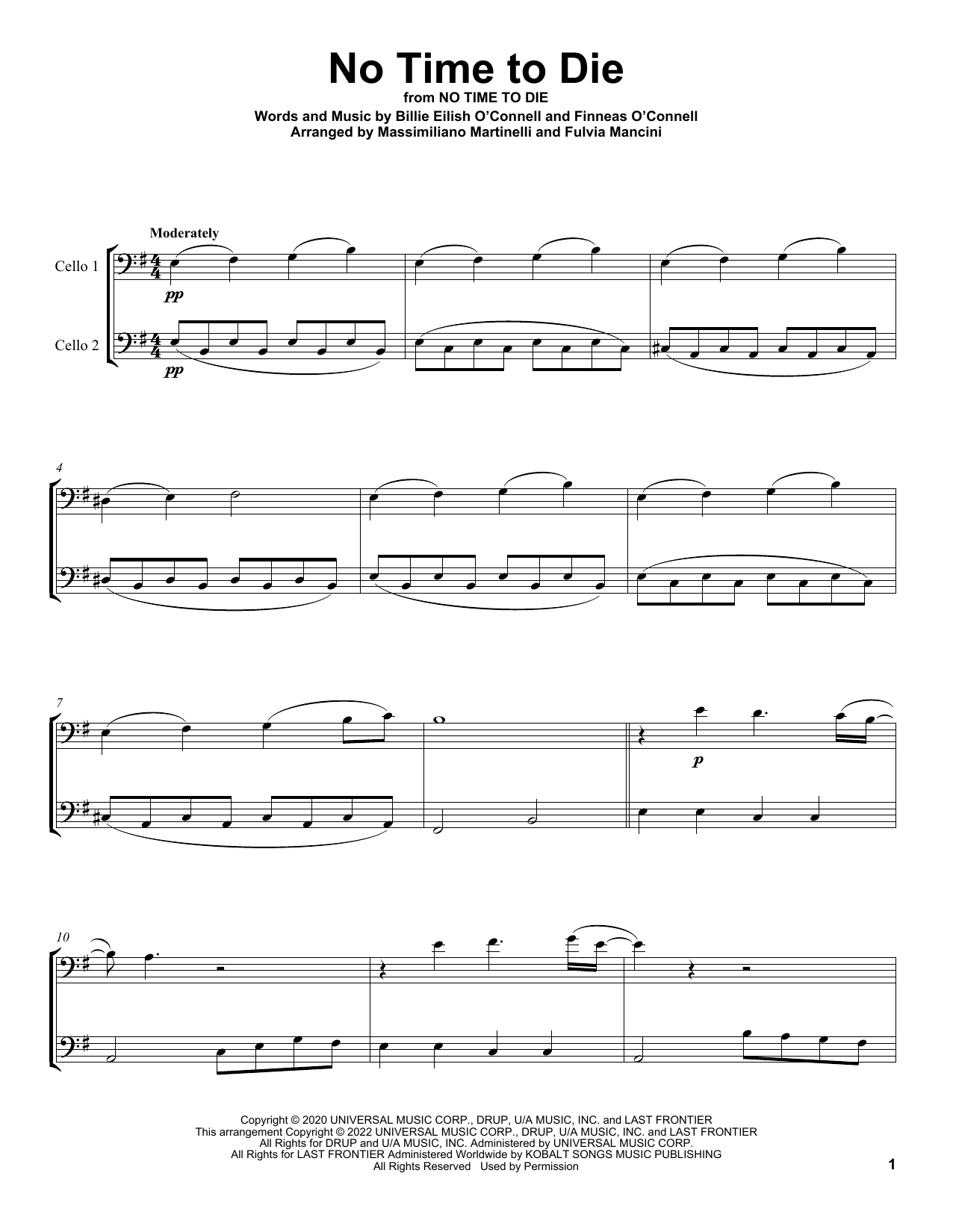 Mr & Mrs Cello No Time To Die (from No Time To Die) sheet music notes and chords. Download Printable PDF.