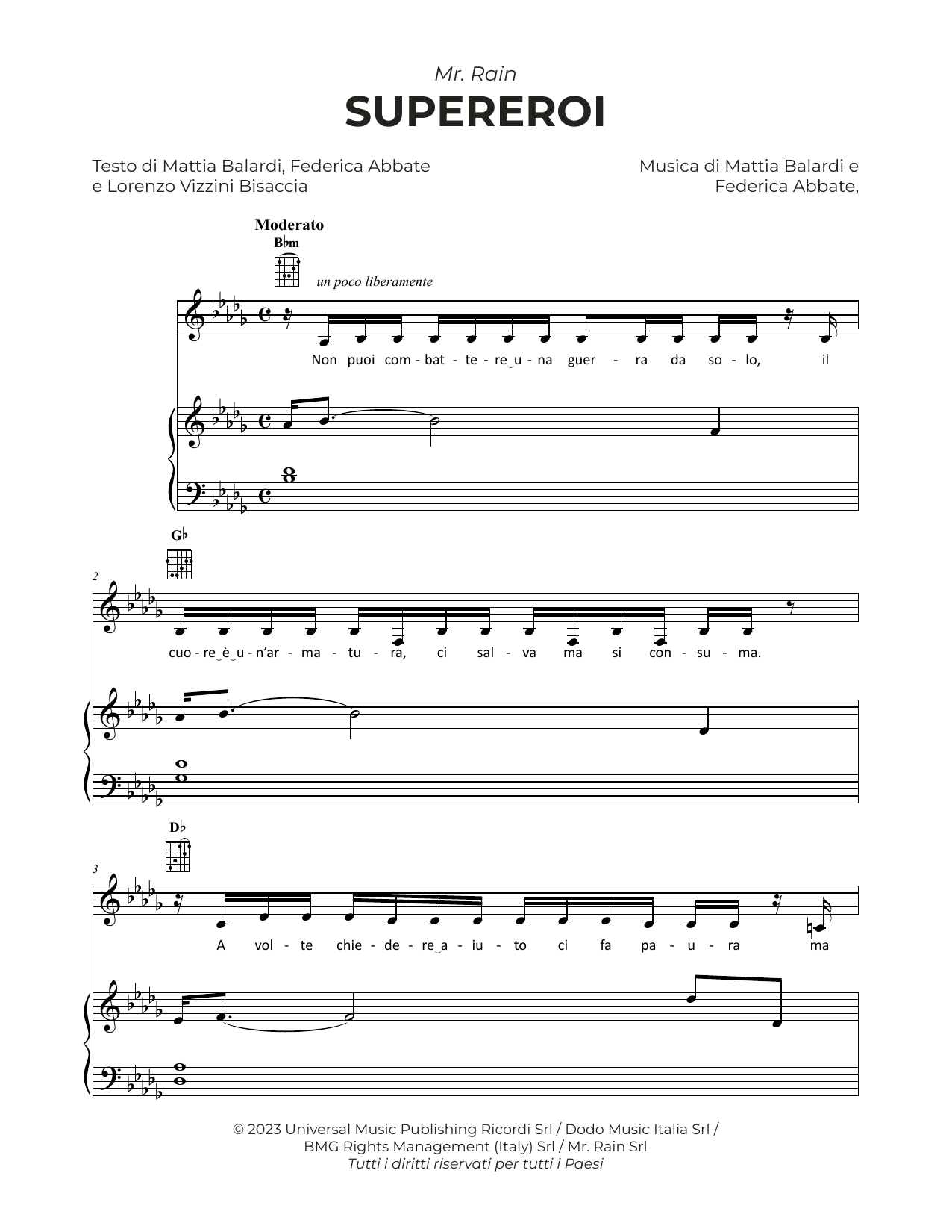 Mr.Rain SUPEREROI sheet music notes and chords. Download Printable PDF.