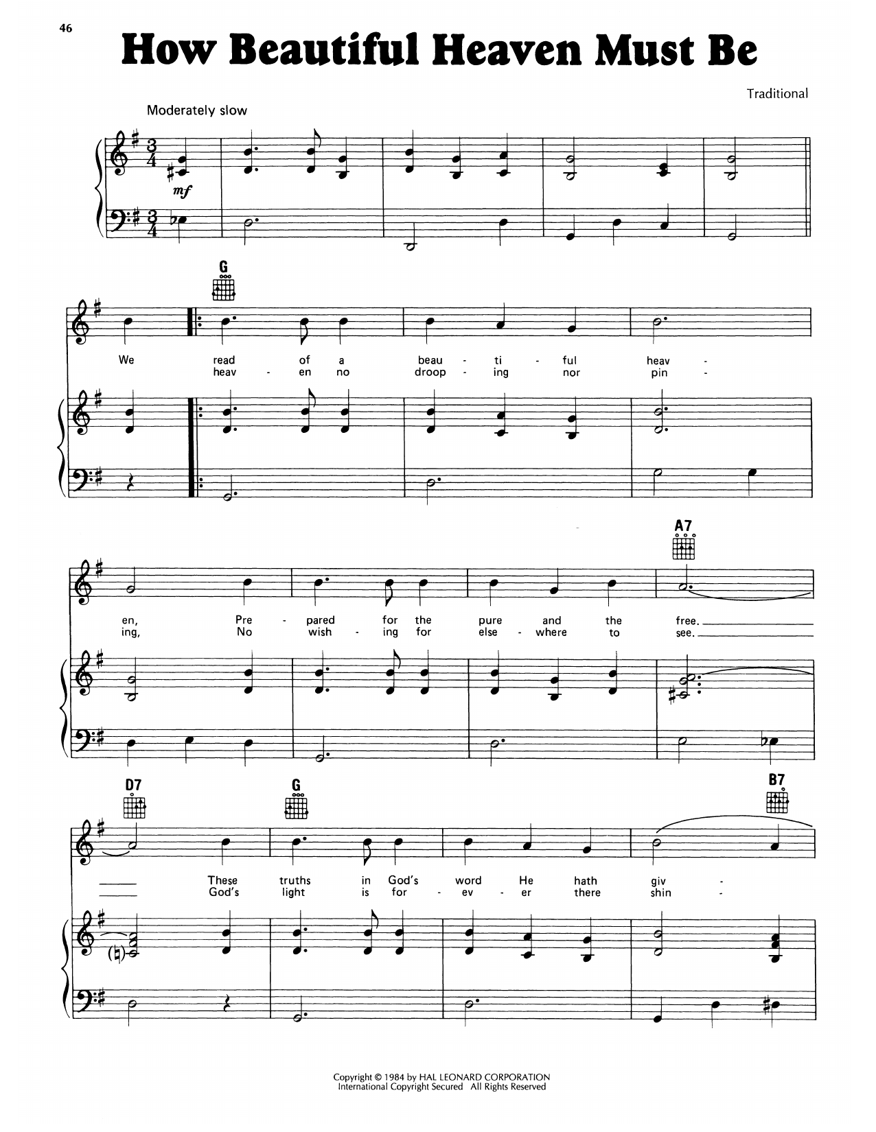 Mrs. A.S. Bridgewater How Beautiful Heaven Must Be sheet music notes and chords. Download Printable PDF.