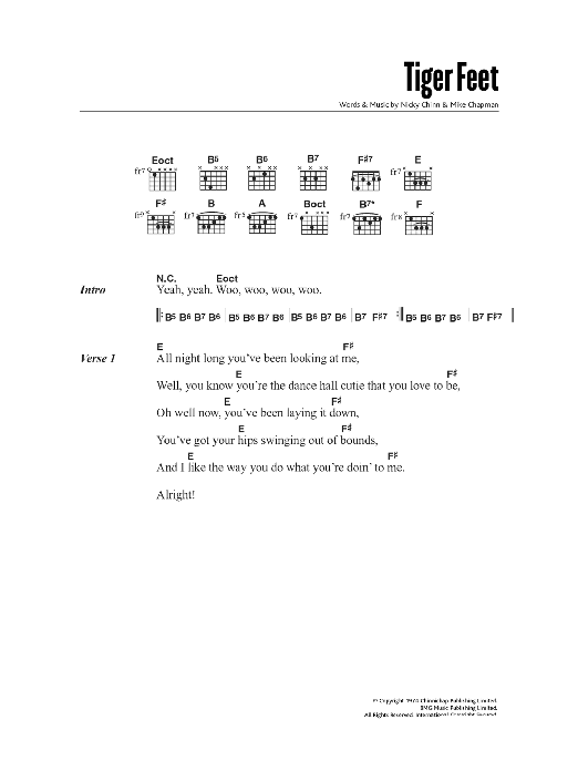 Mud Tiger Feet sheet music notes and chords arranged for Guitar Chords/Lyrics