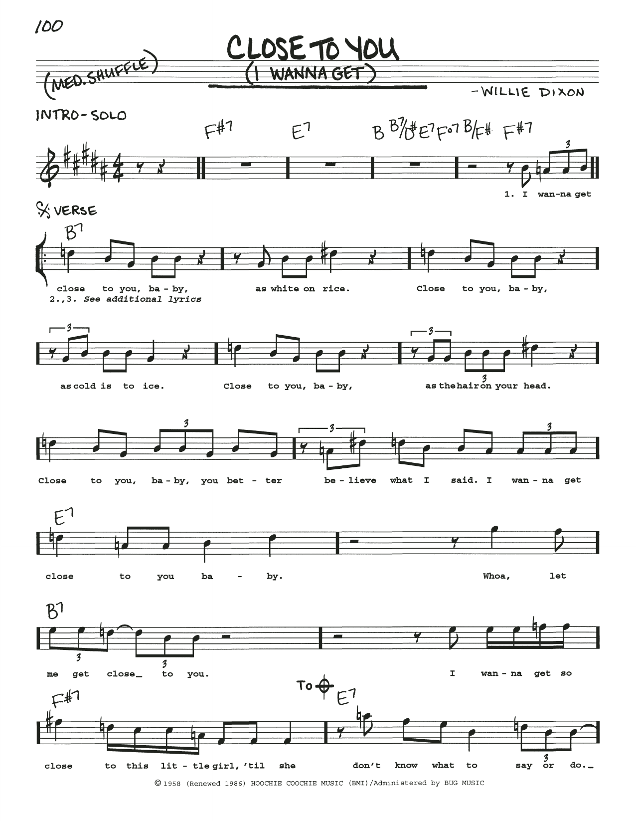 Muddy Waters Close To You (I Wanna Get) sheet music notes and chords arranged for Real Book – Melody, Lyrics & Chords