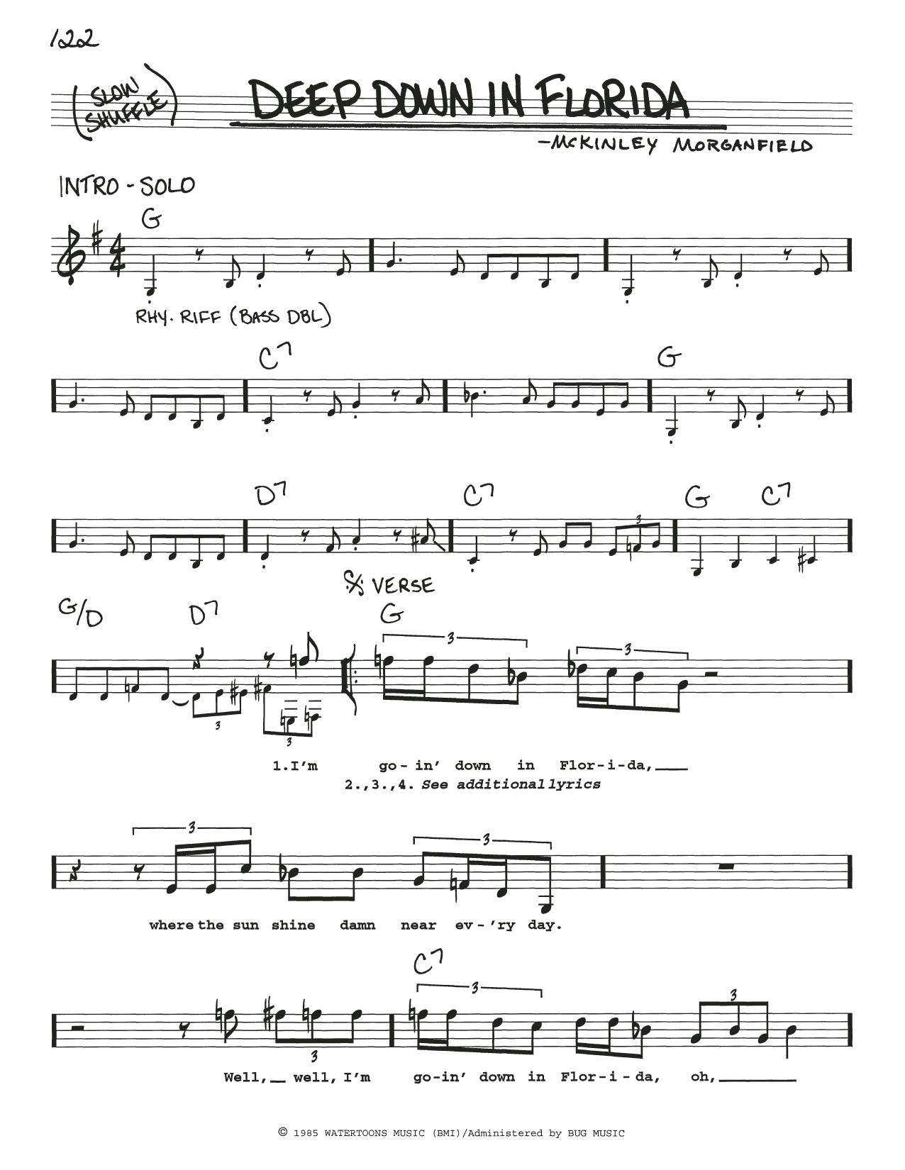 Muddy Waters Deep Down In Florida sheet music notes and chords arranged for Real Book – Melody, Lyrics & Chords