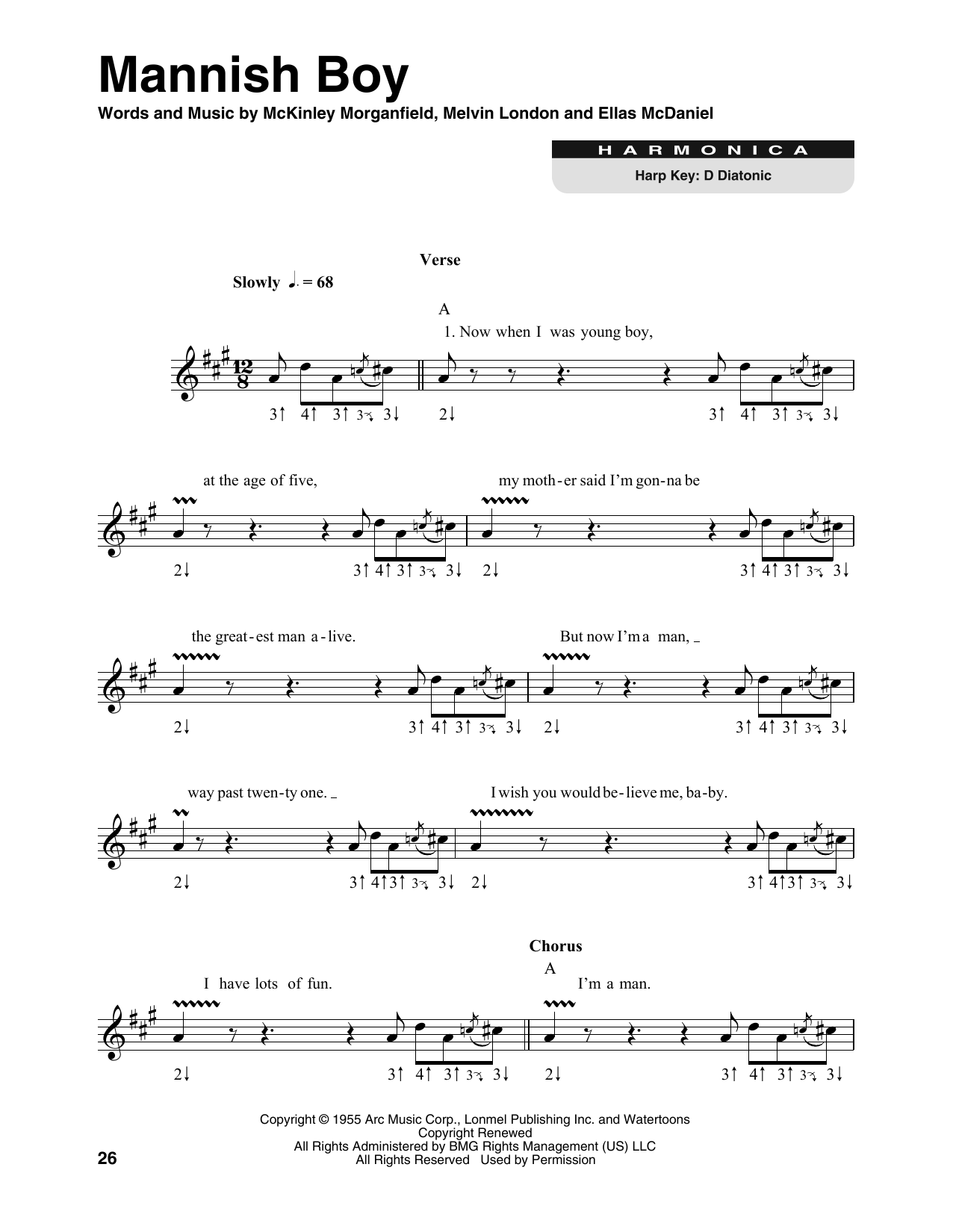 Muddy Waters Mannish Boy sheet music notes and chords. Download Printable PDF.