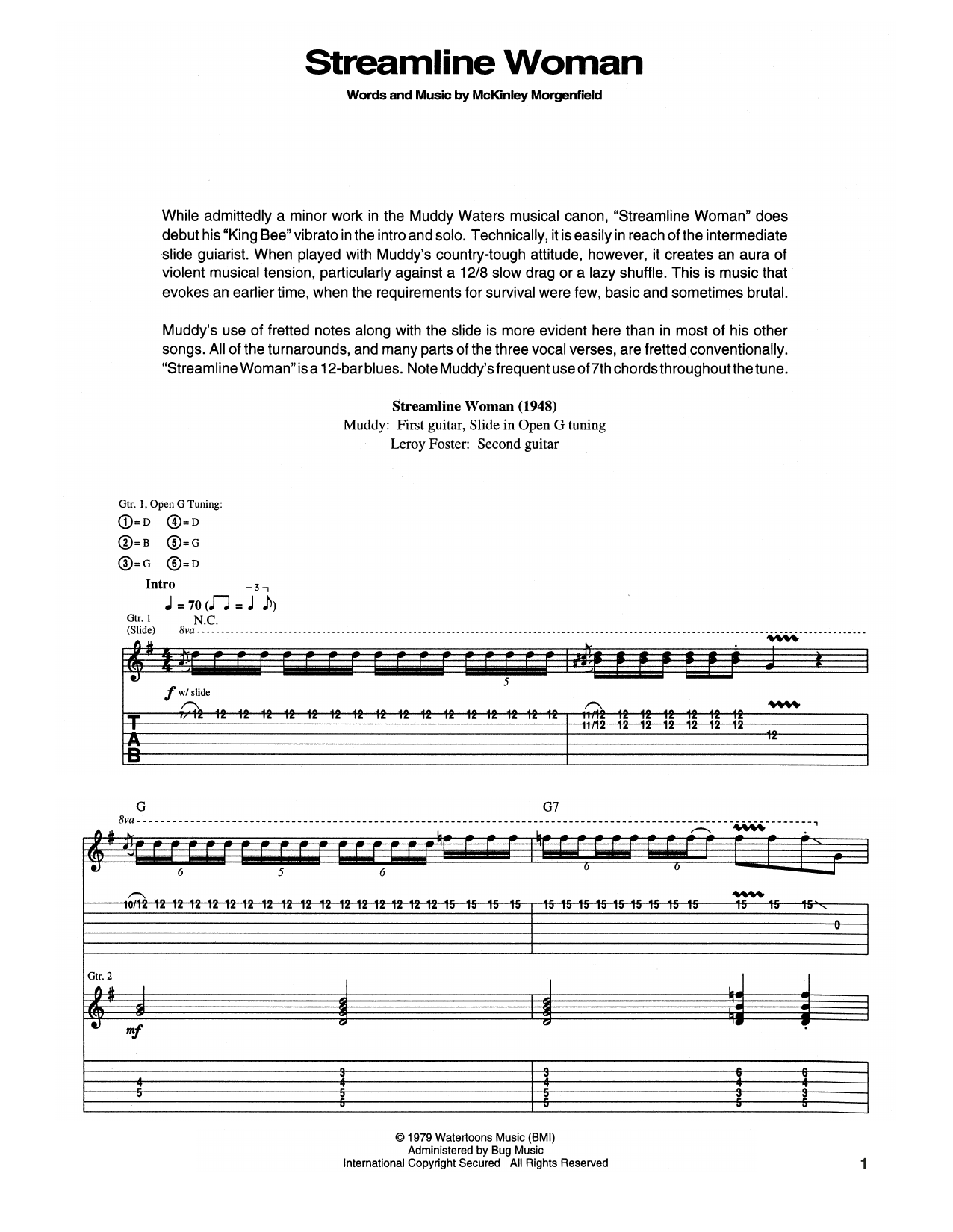 Learn to play Muddy Waters Streamline Woman sheet music for Guitar Tab in minutes. Price: 7.8900$ Muddy Waters Streamline Woman sheet music notes and chords arranged for Guitar Tab