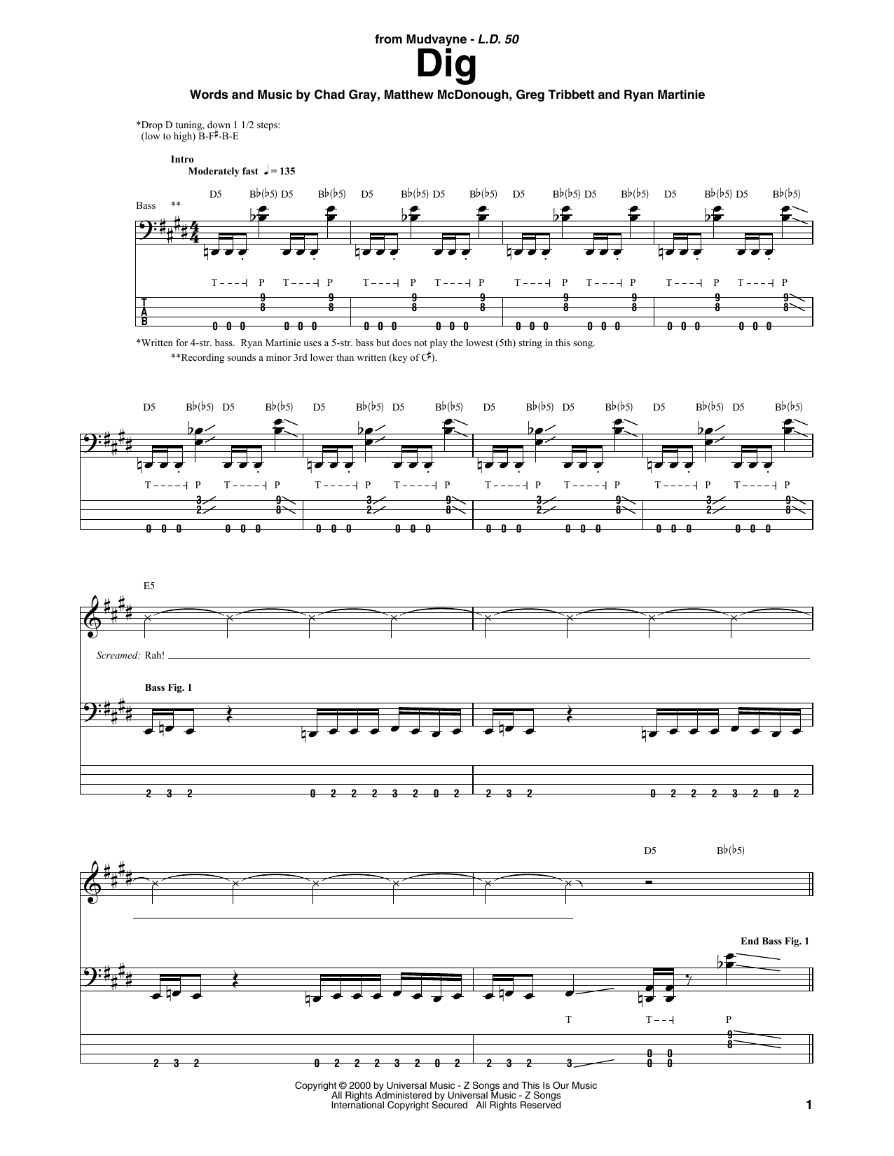 Mudvayne Dig sheet music notes and chords. Download Printable PDF.