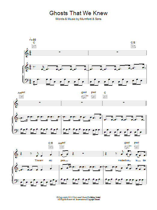 Mumford & Sons Ghosts That We Knew sheet music notes and chords. Download Printable PDF.