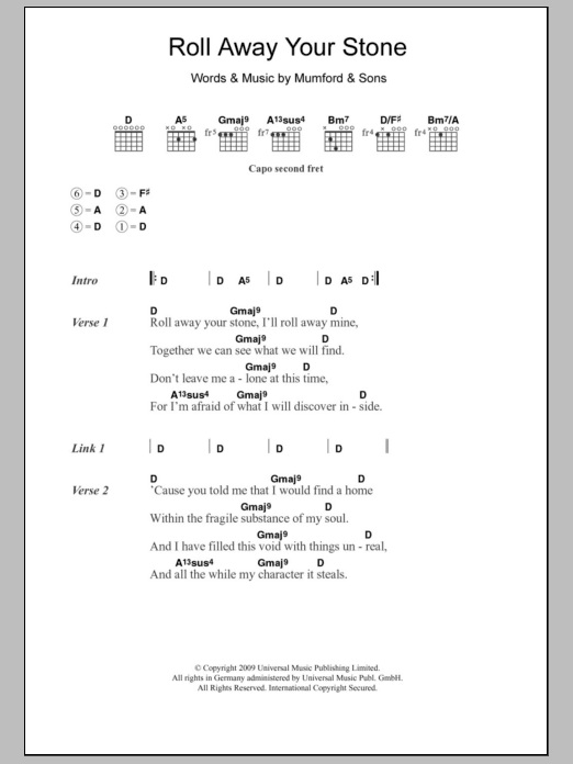 Mumford & Sons Roll Away Your Stone sheet music notes and chords. Download Printable PDF.