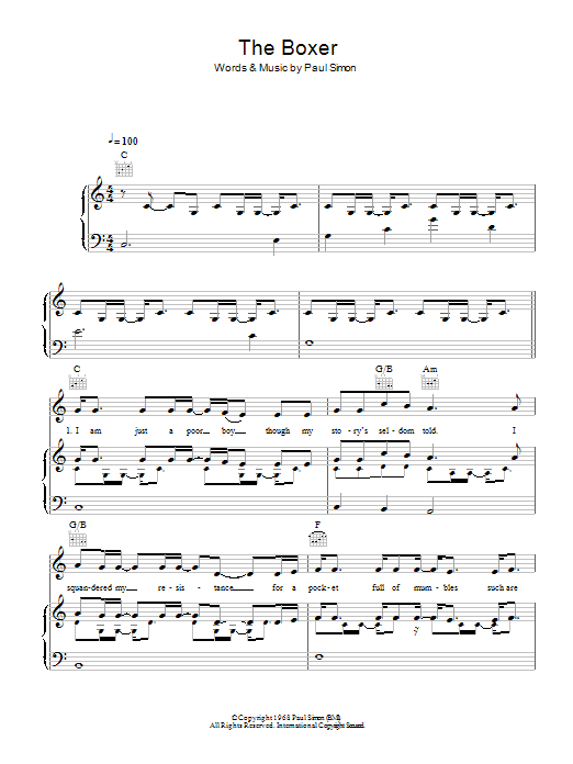 Mumford & Sons The Boxer sheet music notes and chords. Download Printable PDF.