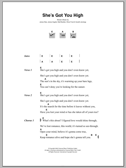 Mumm-Ra She's Got You High sheet music notes and chords. Download Printable PDF.