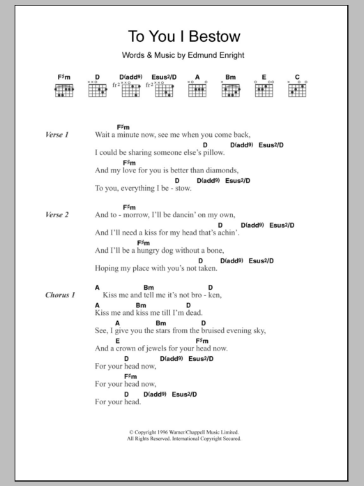 Mundy To You I Bestow sheet music notes and chords. Download Printable PDF.