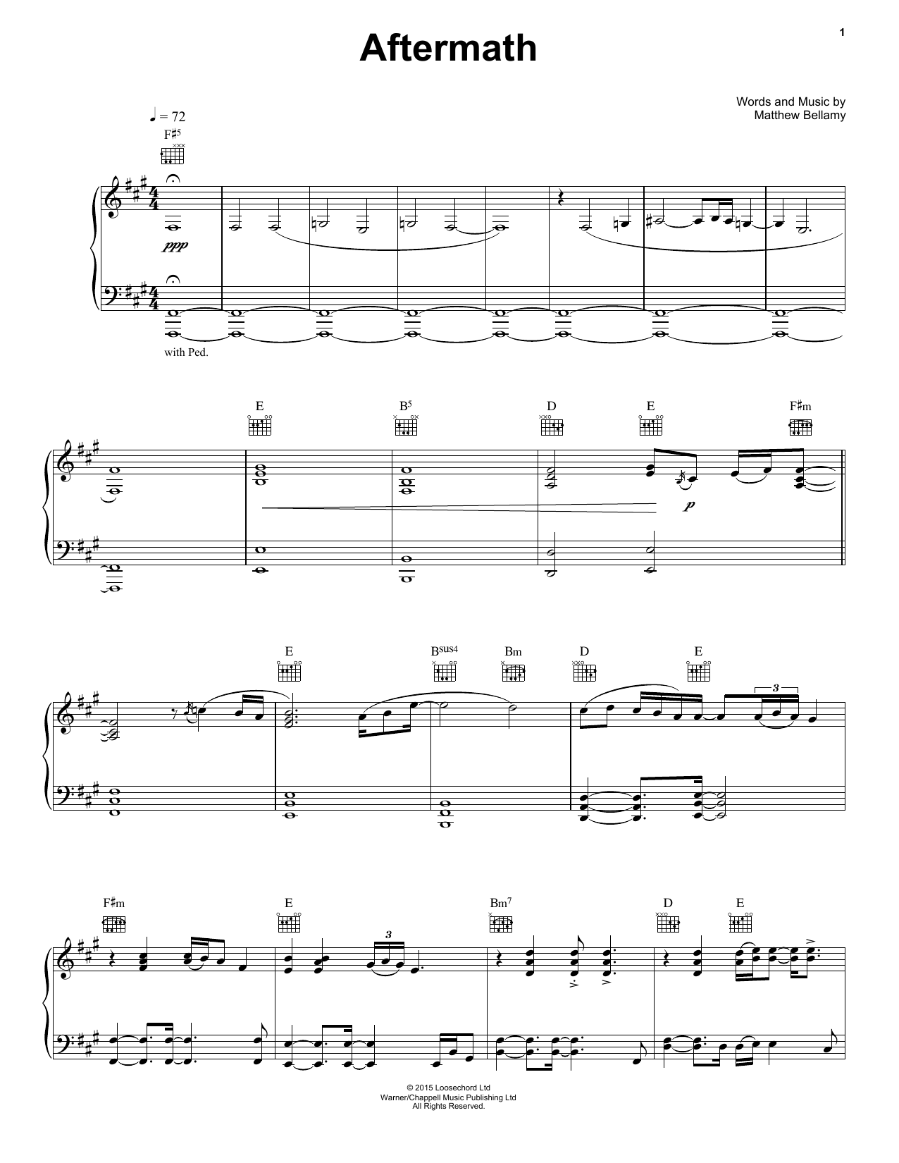 Learn to play Muse Aftermath sheet music for Piano, Vocal & Guitar Chords (Right-Hand Melody) in minutes. Price: 7.8900$ Muse Aftermath sheet music notes and chords arranged for Piano, Vocal & Guitar Chords (Right-Hand Melody)