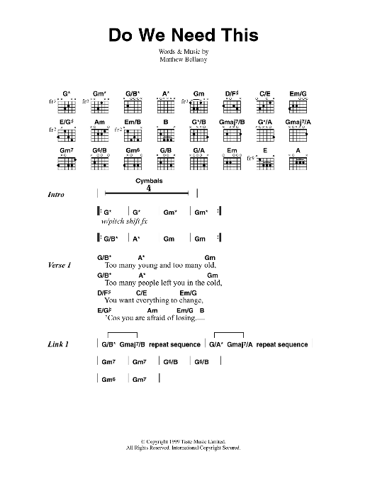 Muse Do We Need This sheet music notes and chords. Download Printable PDF.