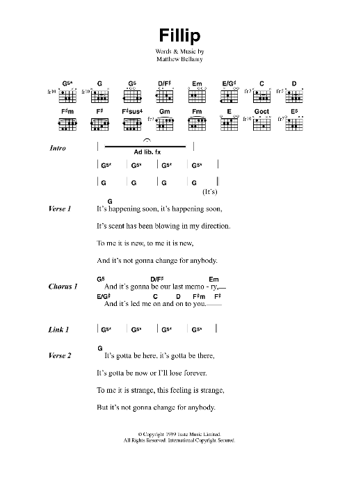 Muse Fillip sheet music notes and chords. Download Printable PDF.