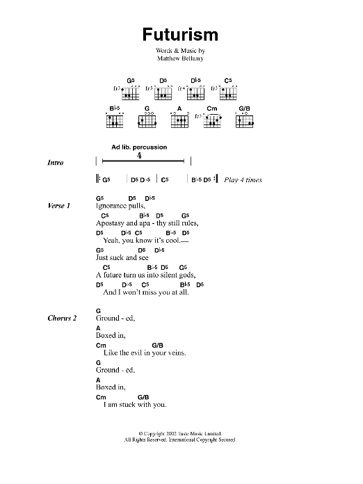 Muse Futurism sheet music notes and chords. Download Printable PDF.