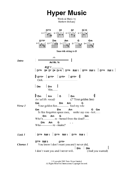 Muse Hyper Music sheet music notes and chords. Download Printable PDF.