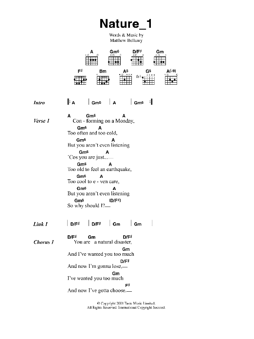 Muse Nature_1 sheet music notes and chords. Download Printable PDF.