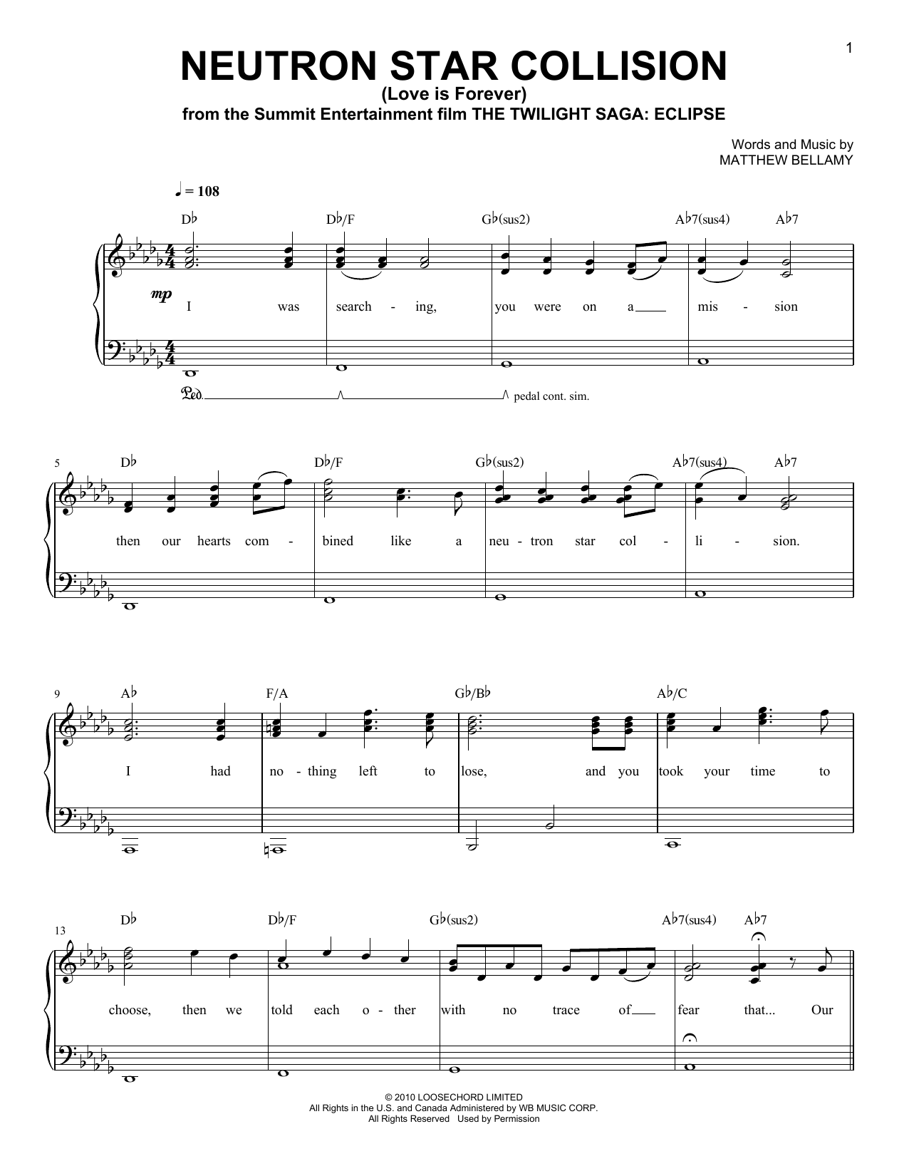 Learn to play Muse Neutron Star Collision (Love Is Forever) sheet music for Piano, Vocal & Guitar Chords (Right-Hand Melody) in minutes. Price: 7.8900$ Muse Neutron Star Collision (Love Is Forever) sheet music notes and chords arranged for Piano, Vocal & Guitar Chords (Right-Hand Melody)
