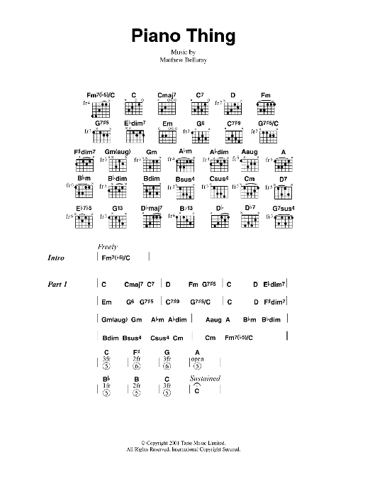 Muse Piano Thing sheet music notes and chords. Download Printable PDF.