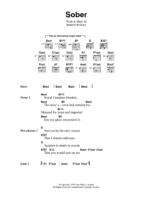 Muse Sober sheet music notes and chords. Download Printable PDF.