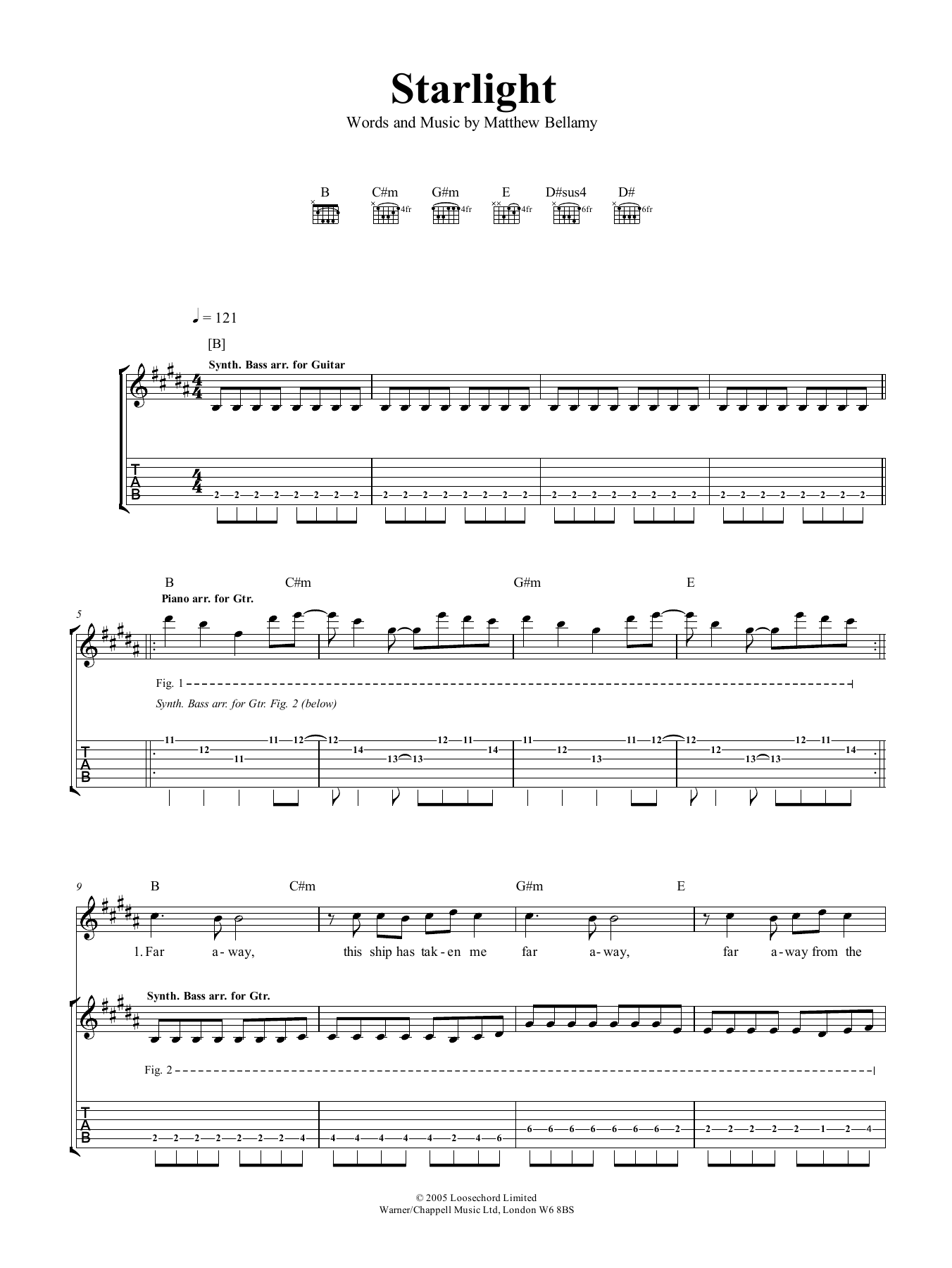 Muse Starlight sheet music notes and chords. Download Printable PDF.