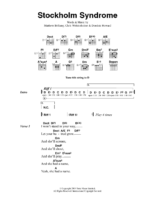 Muse Stockholm Syndrome sheet music notes and chords. Download Printable PDF.