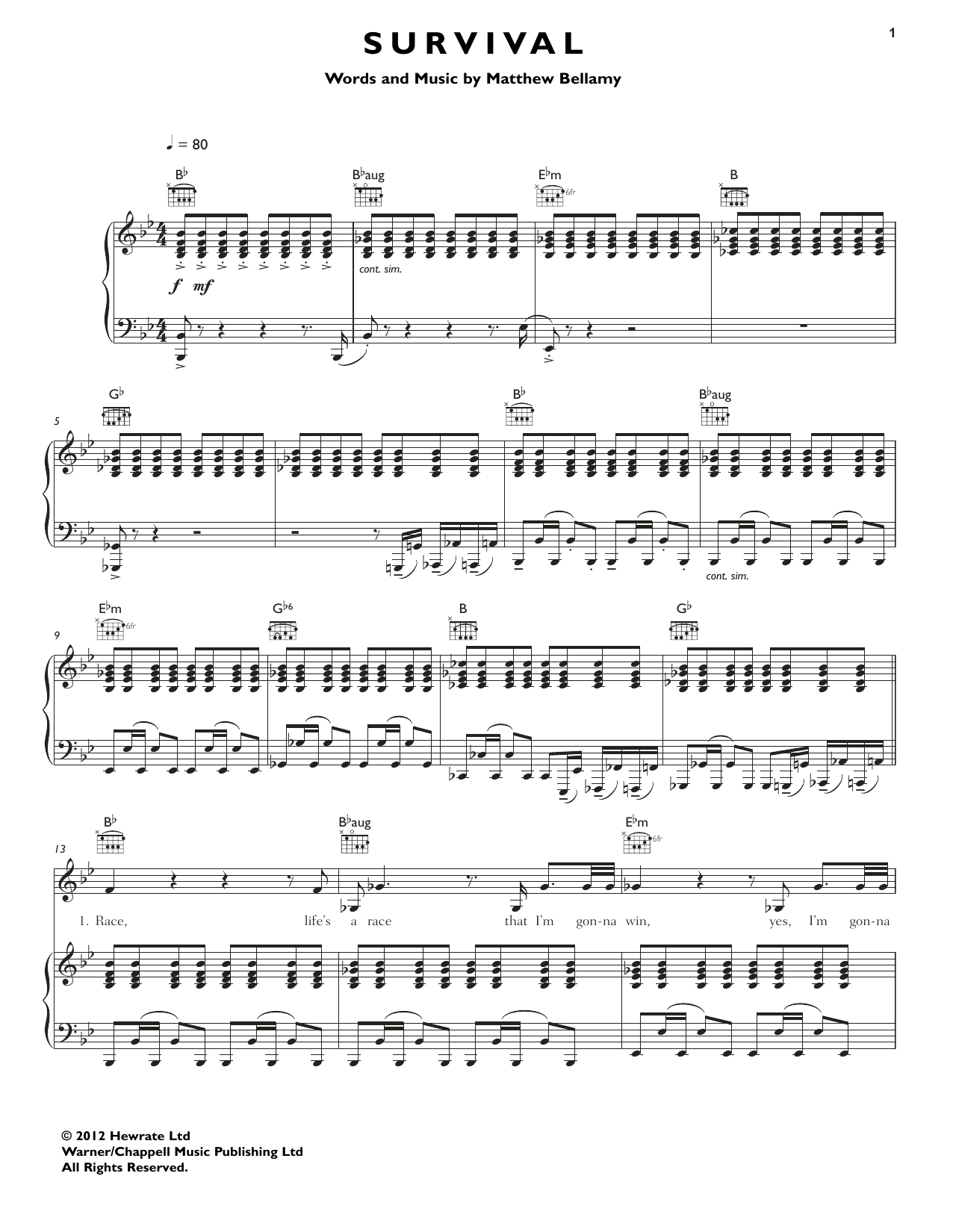 Learn to play Muse Survival sheet music for Guitar Tab in minutes. Price: 7.8900$ Muse Survival sheet music notes and chords arranged for Guitar Tab