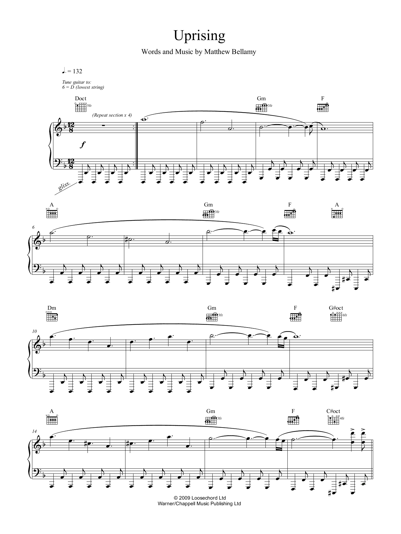 Muse Uprising sheet music notes and chords. Download Printable PDF.