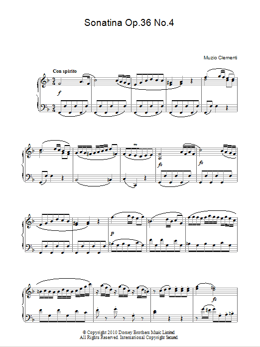 Learn to play Muzio Clementi Sonatina Op. 36, No. 4 sheet music for Piano Solo in minutes. Price: 7.8900$ Muzio Clementi Sonatina Op. 36, No. 4 sheet music notes and chords arranged for Piano Solo