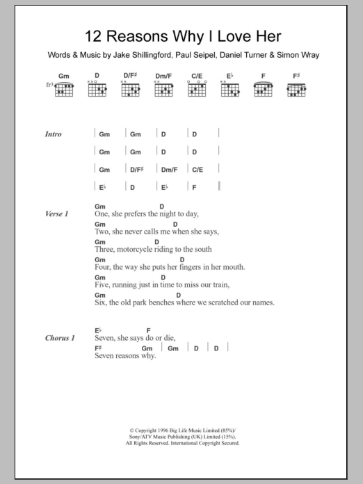 My Life Story 12 Reasons Why I Love Her sheet music notes and chords. Download Printable PDF.