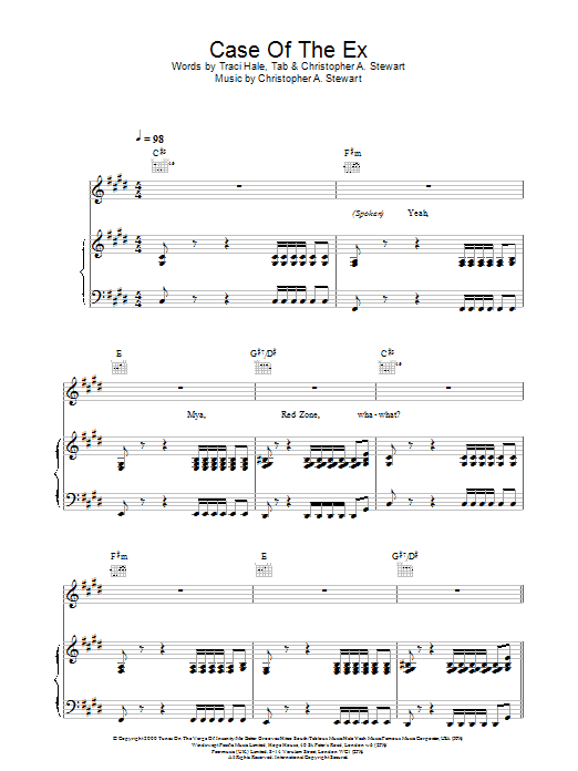 Mya Case Of The Ex sheet music notes and chords arranged for Piano, Vocal & Guitar Chords