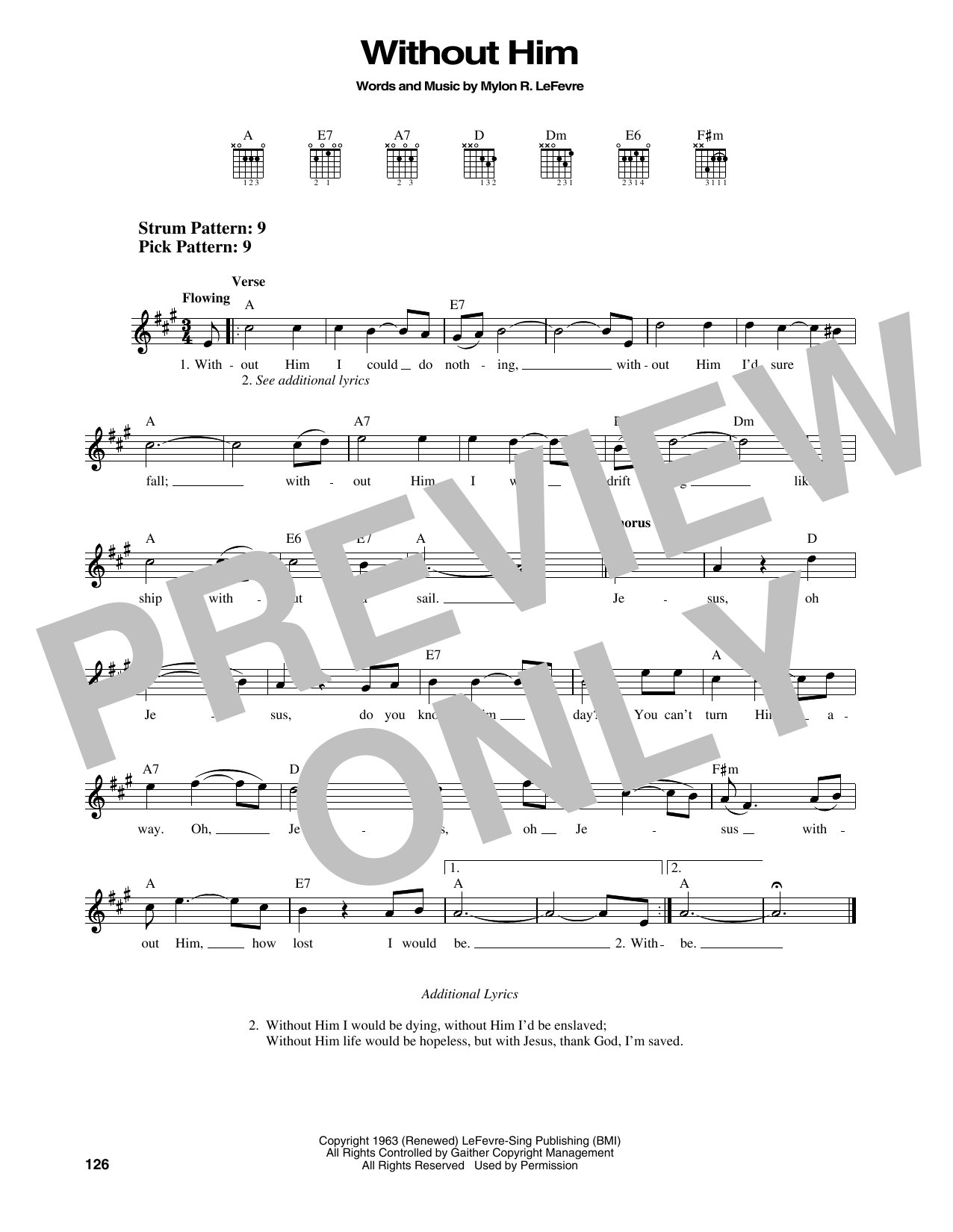 Mylon R. LeFevre Without Him sheet music notes and chords. Download Printable PDF.