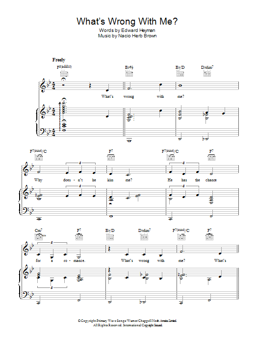 Nacio Herb Brown What's Wrong With Me? (from 'Singin' In The Rain') sheet music notes and chords. Download Printable PDF.