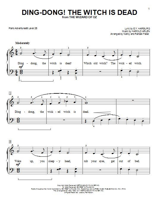 Nancy and Randall Faber Ding-Dong! The Witch is Dead sheet music notes and chords. Download Printable PDF.