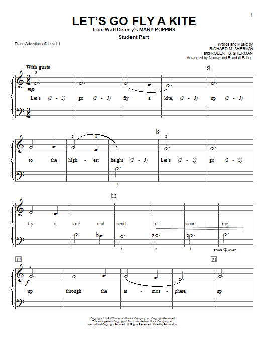 Nancy and Randall Faber Let's Go Fly A Kite sheet music notes and chords. Download Printable PDF.