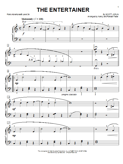 Nancy and Randall Faber The Entertainer sheet music notes and chords. Download Printable PDF.