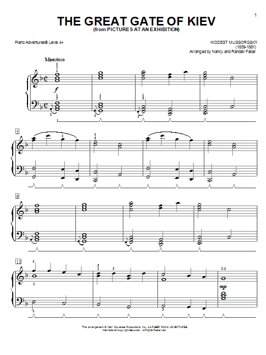 Nancy and Randall Faber The Great Gate of Kiev sheet music notes and chords. Download Printable PDF.