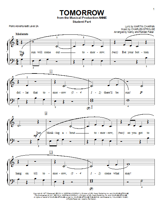 Nancy and Randall Faber Tomorrow sheet music notes and chords. Download Printable PDF.