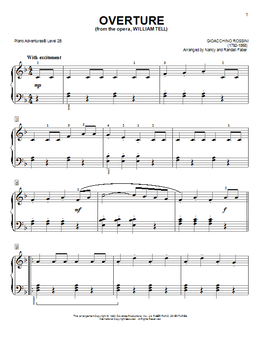 Nancy and Randall Faber William Tell Overture sheet music notes and chords. Download Printable PDF.