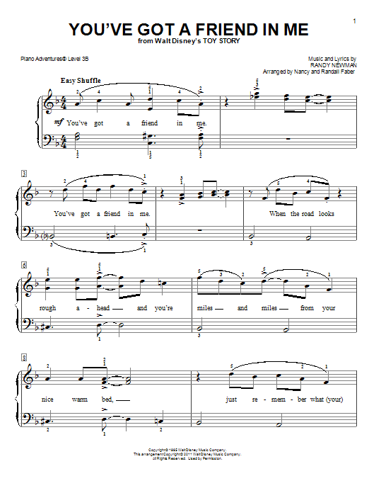 Nancy and Randall Faber You've Got A Friend In Me (from Toy Story) sheet music notes and chords. Download Printable PDF.