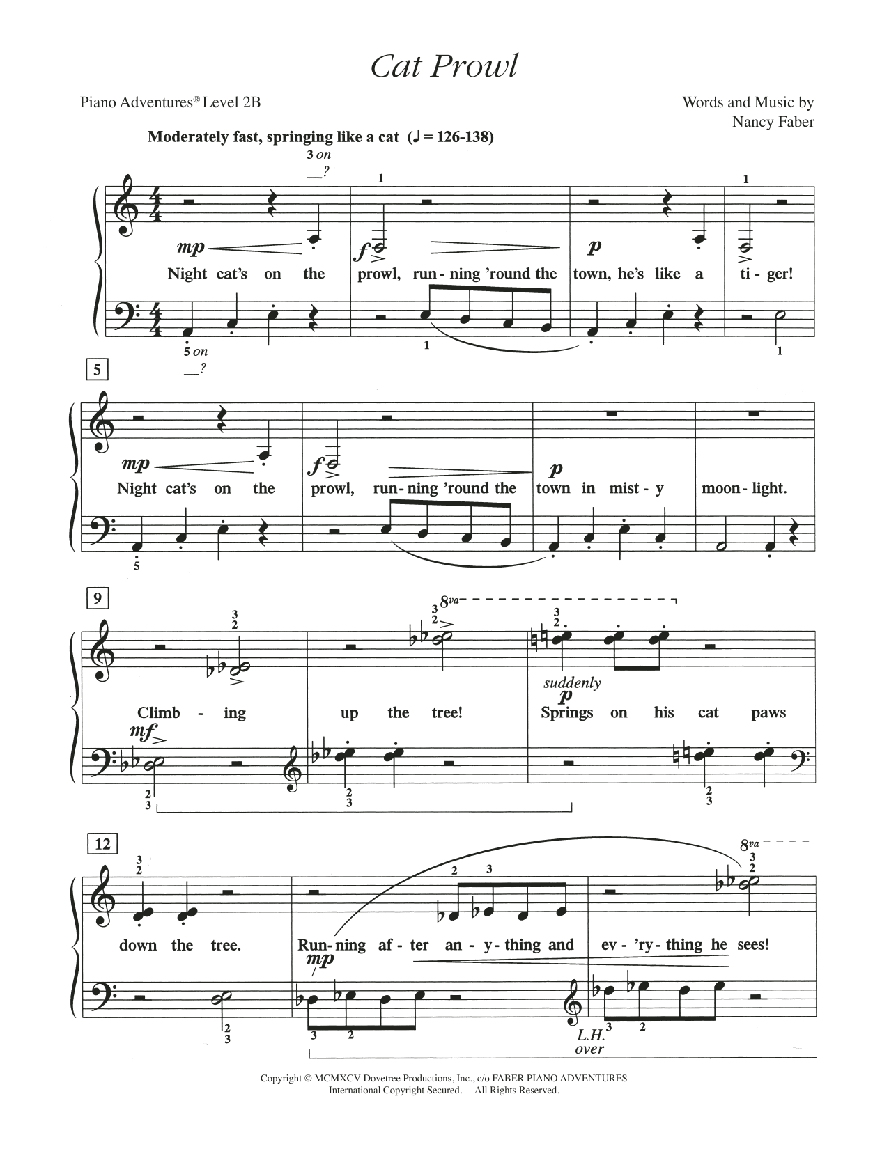 Nancy Faber Cat Prowl sheet music notes and chords. Download Printable PDF.