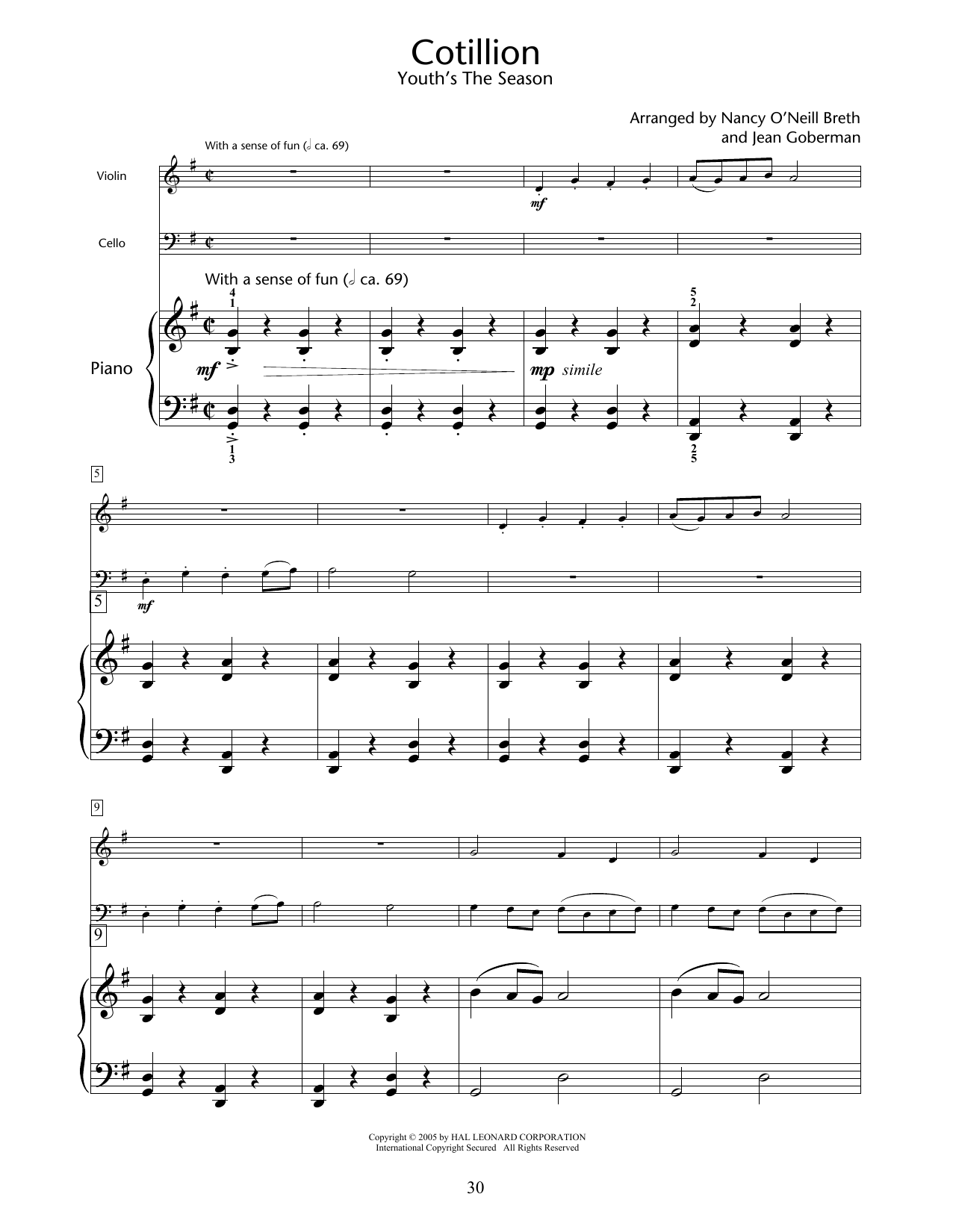 Nancy O'Neill Breth & Jean Goberman Cotillon (Youth's The Season) sheet music notes and chords. Download Printable PDF.